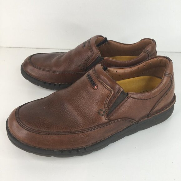 Clarks Unstructured Leather Slip On Comfort Brown Loafers Casual Shoe Size 8M - Picture 2 of 10
